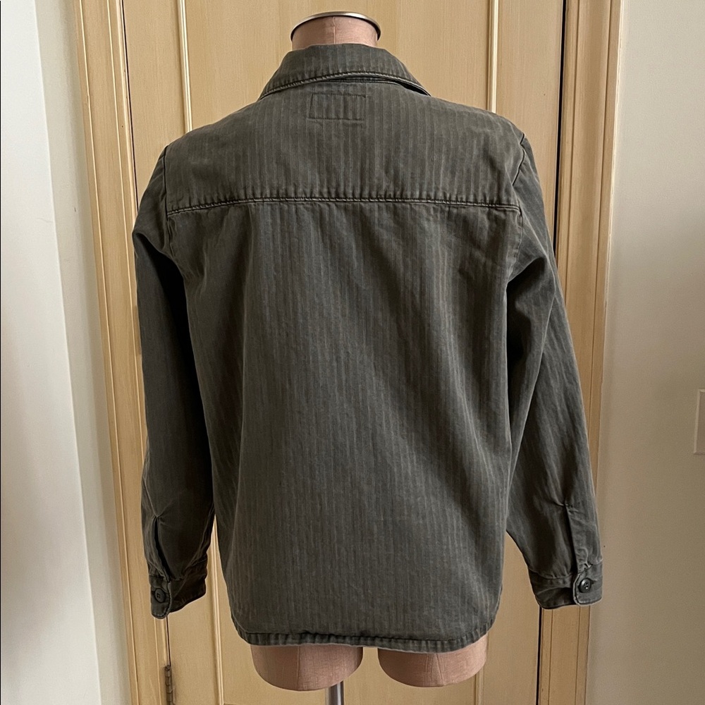 LUCKY BRAND Utility Boho Casual Olive/Army Green 2 Flap Pocket Shirt/Shacket M - Picture 5 of 16